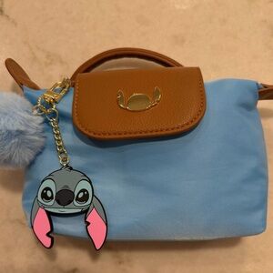 DISNEY STITCH Blue Crossbody Bag with Stitch Charm and Pom Pom